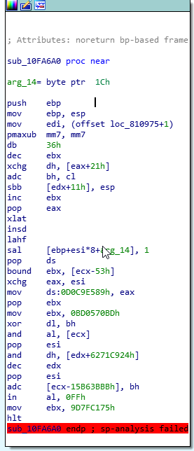 Sample of encrypted function